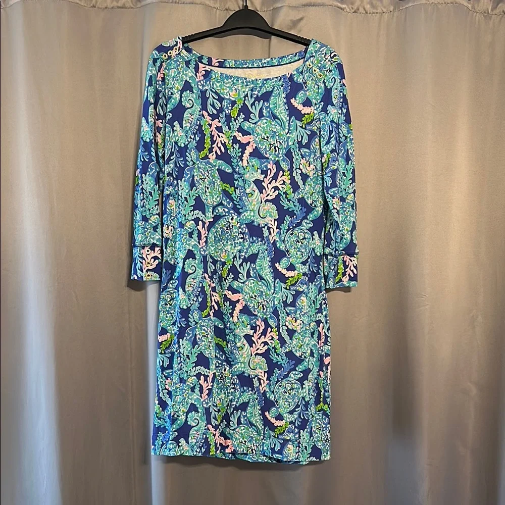 Lilly Pulitzer Blue Sheath Dress with Bateau Neckline - Picture 1 of 6